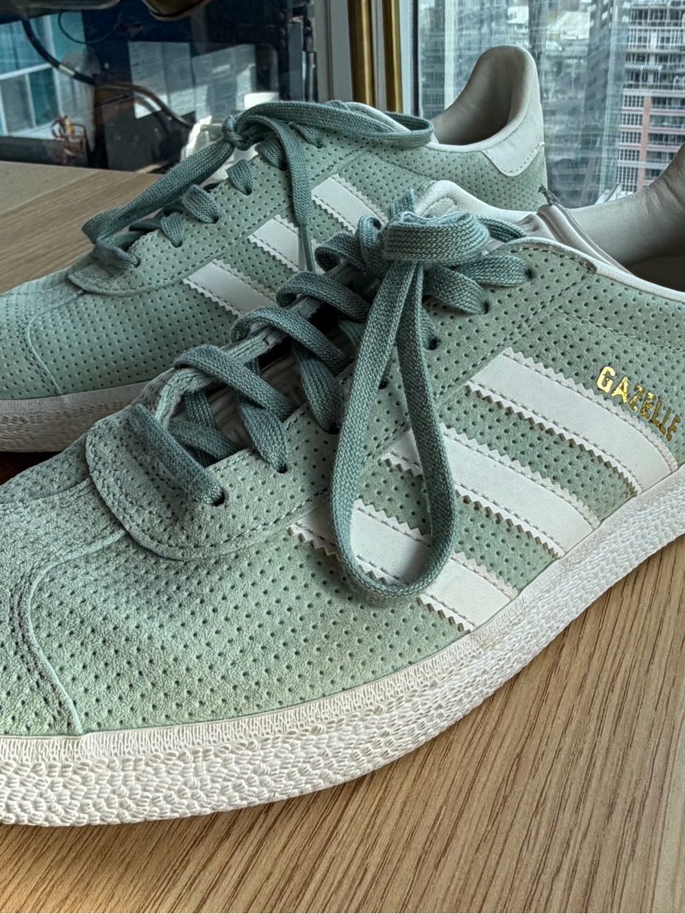 adidas Gazelle Suede Sneakers in Mint Green and White